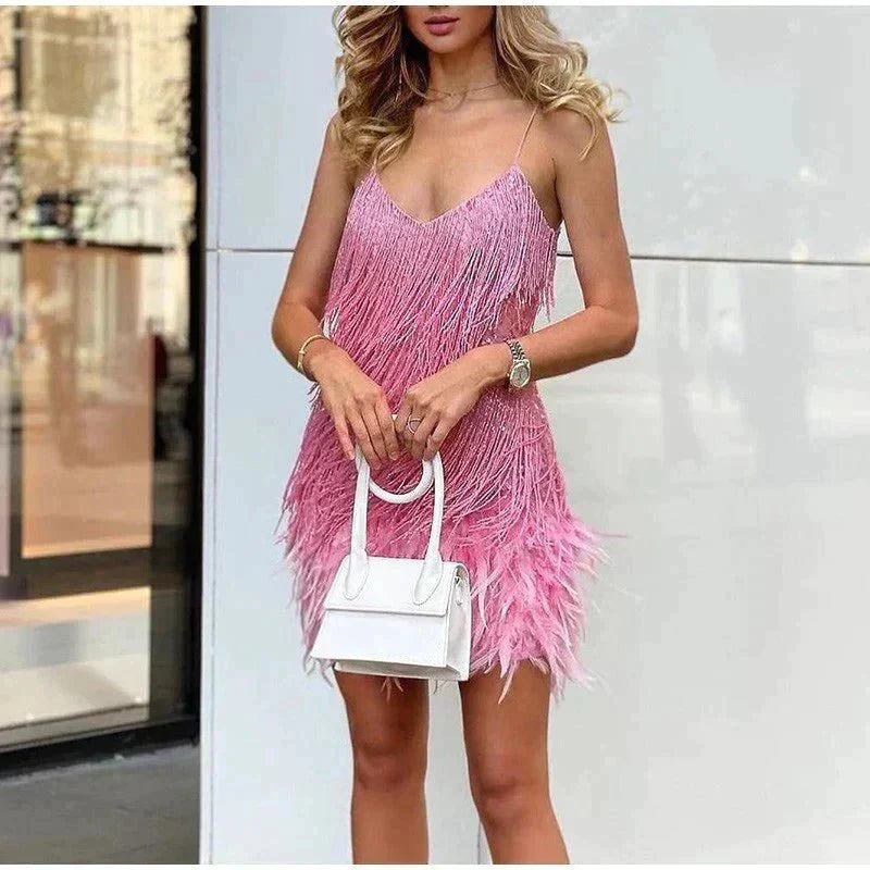 Calista Dames mini jurk met spaghetti bandjes