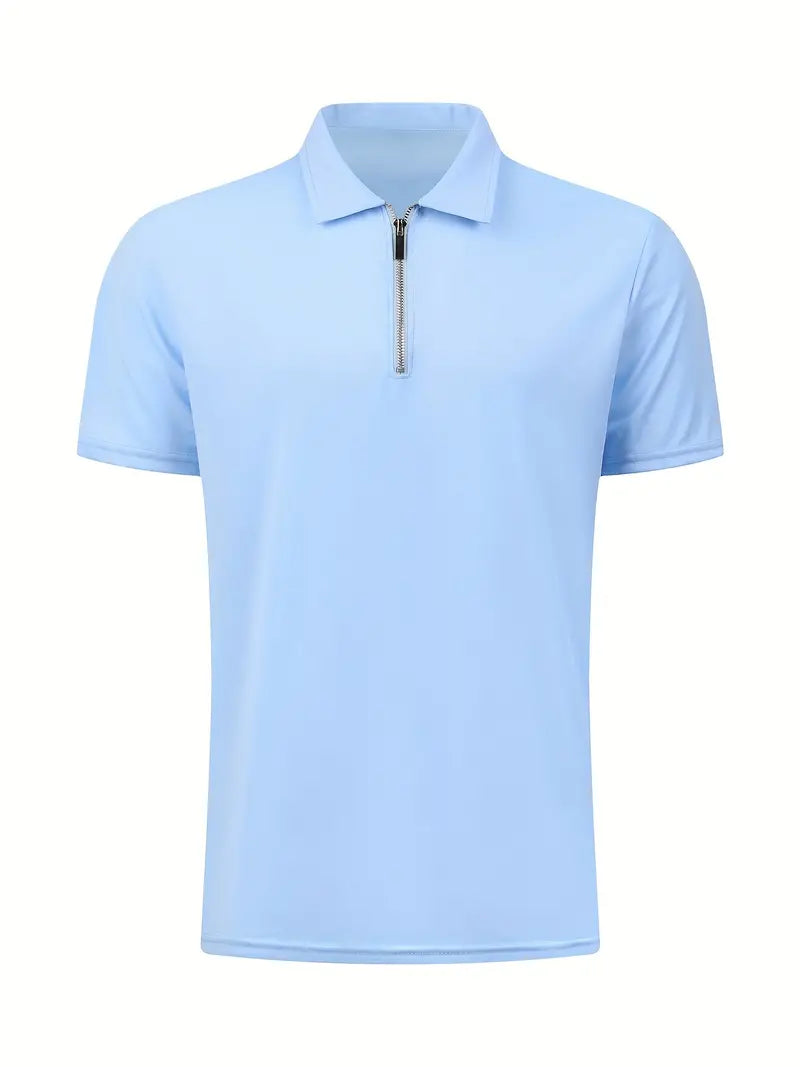 Cooper Heren polo met halve rits en korte mouwen