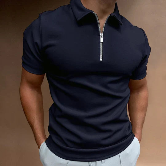 Cooper Heren polo met halve rits en korte mouwen