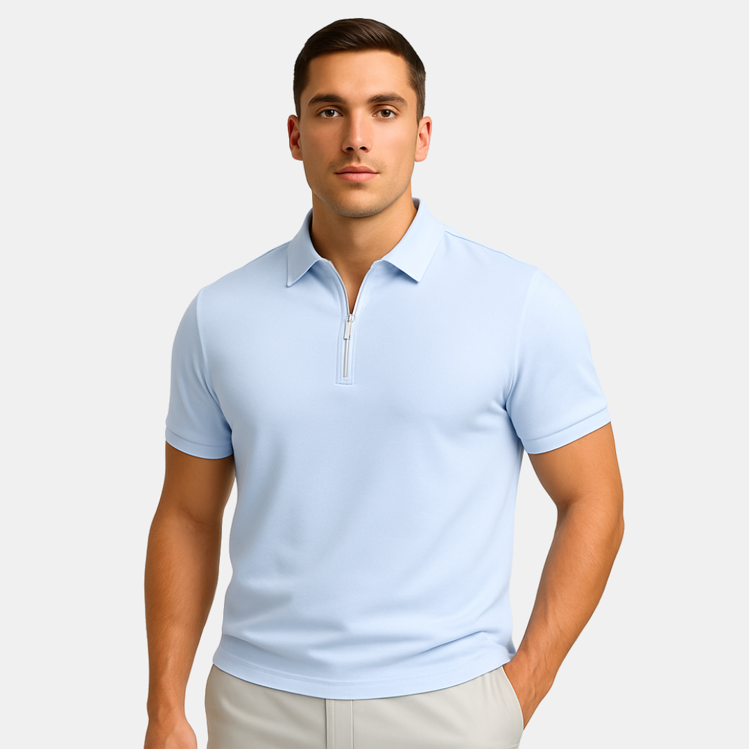 Cooper Heren polo met halve rits en korte mouwen