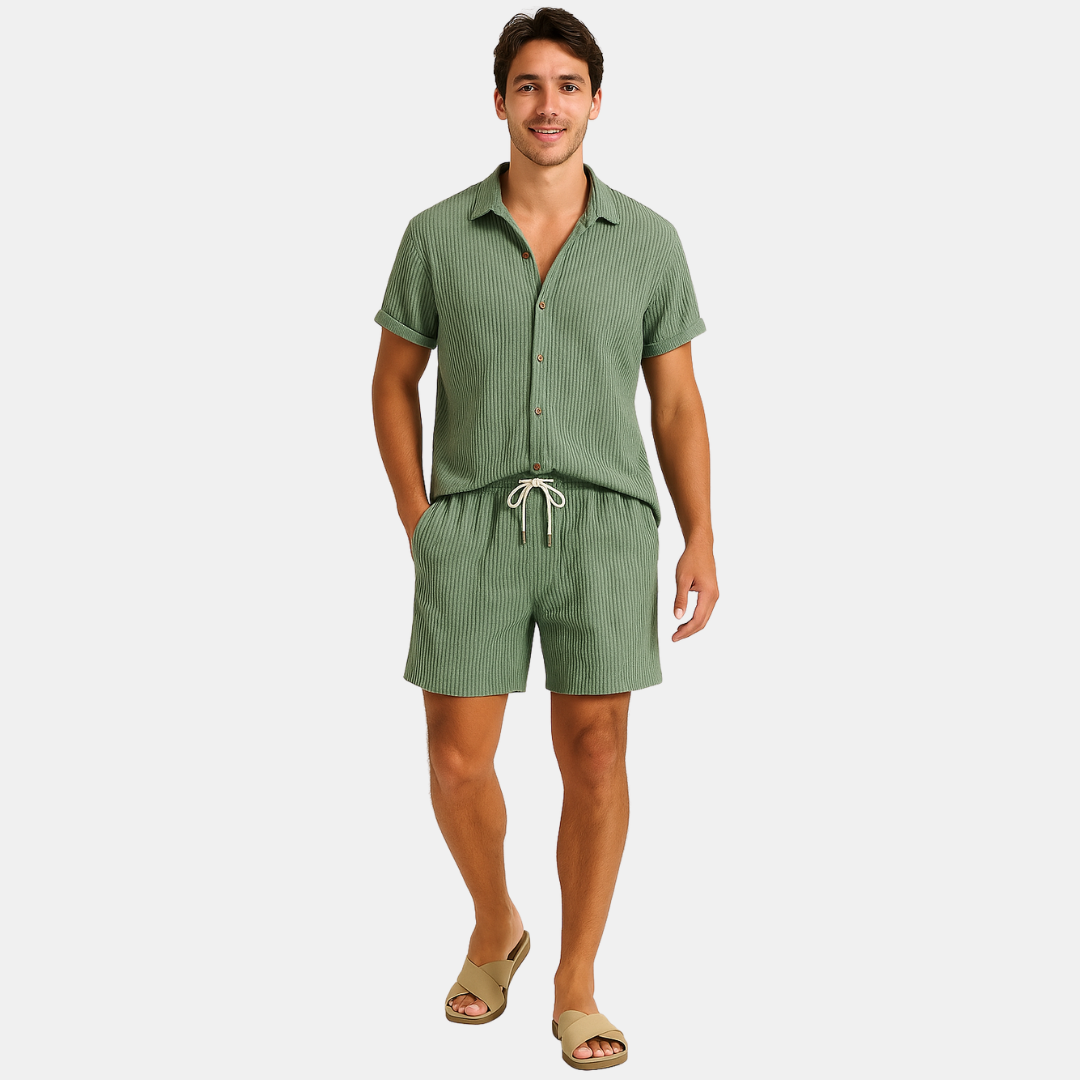 Dain Luchtige heren set met ribpatroon