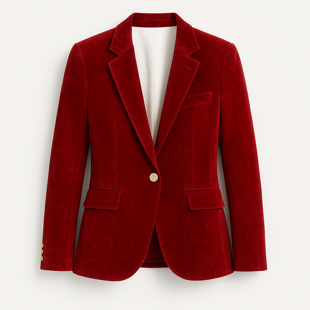 Dames Velvet Blazer Met Goudkleurige Knopen