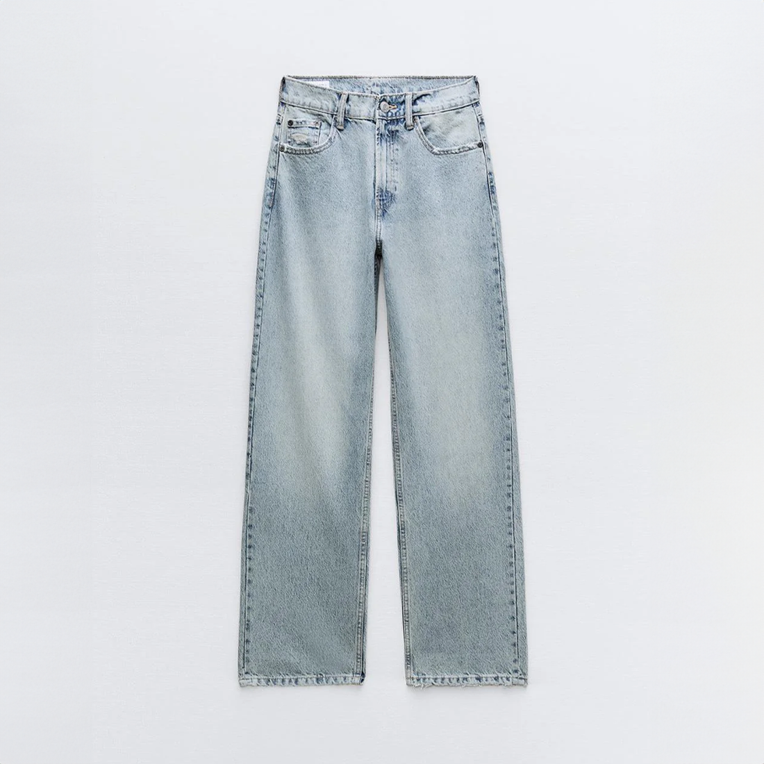 Dames Wide Leg Jeans Met Vintage Wassing En Scheuren