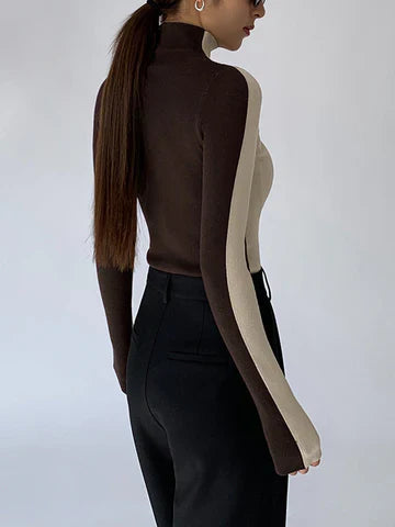 Elle dames coltrui met contrasterende mouwen