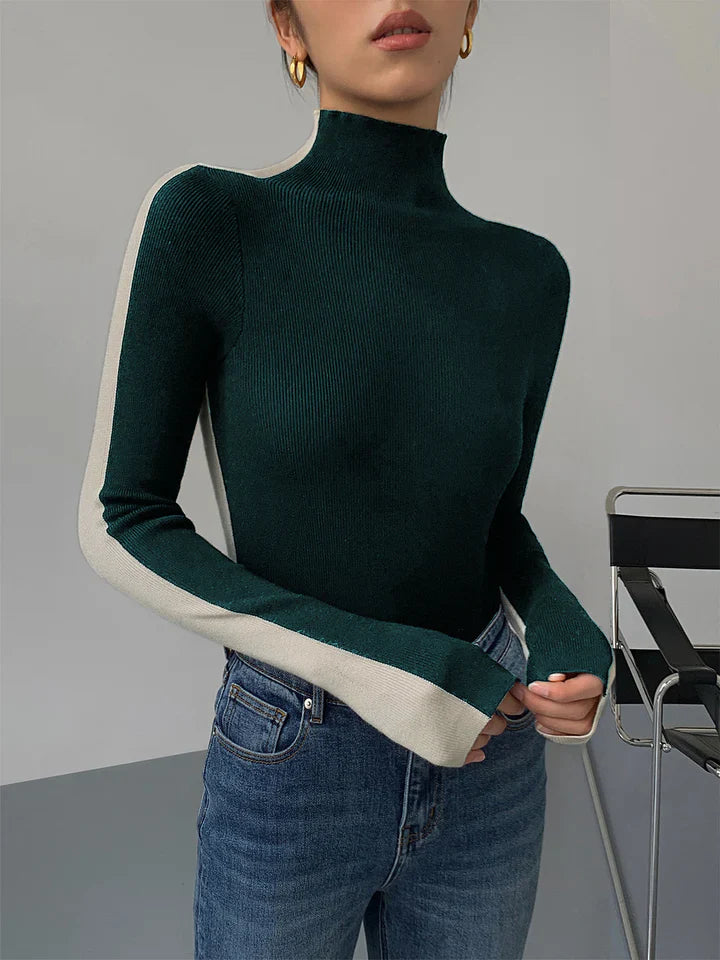 Elle dames coltrui met contrasterende mouwen