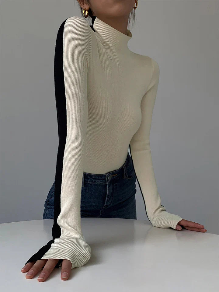 Elle dames coltrui met contrasterende mouwen