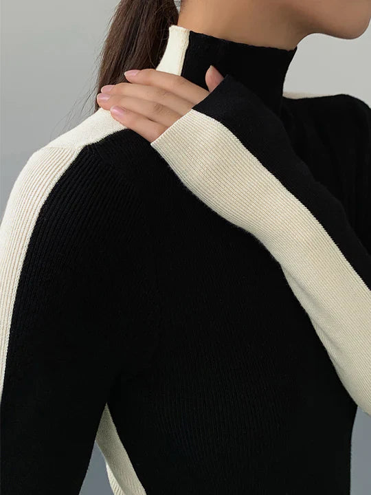 Elle dames coltrui met contrasterende mouwen