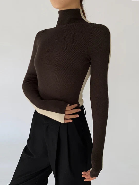 Elle dames coltrui met contrasterende mouwen