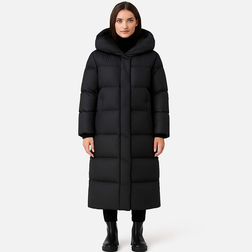 Esmee Dames Lange Puffer Jas Met Capuchon