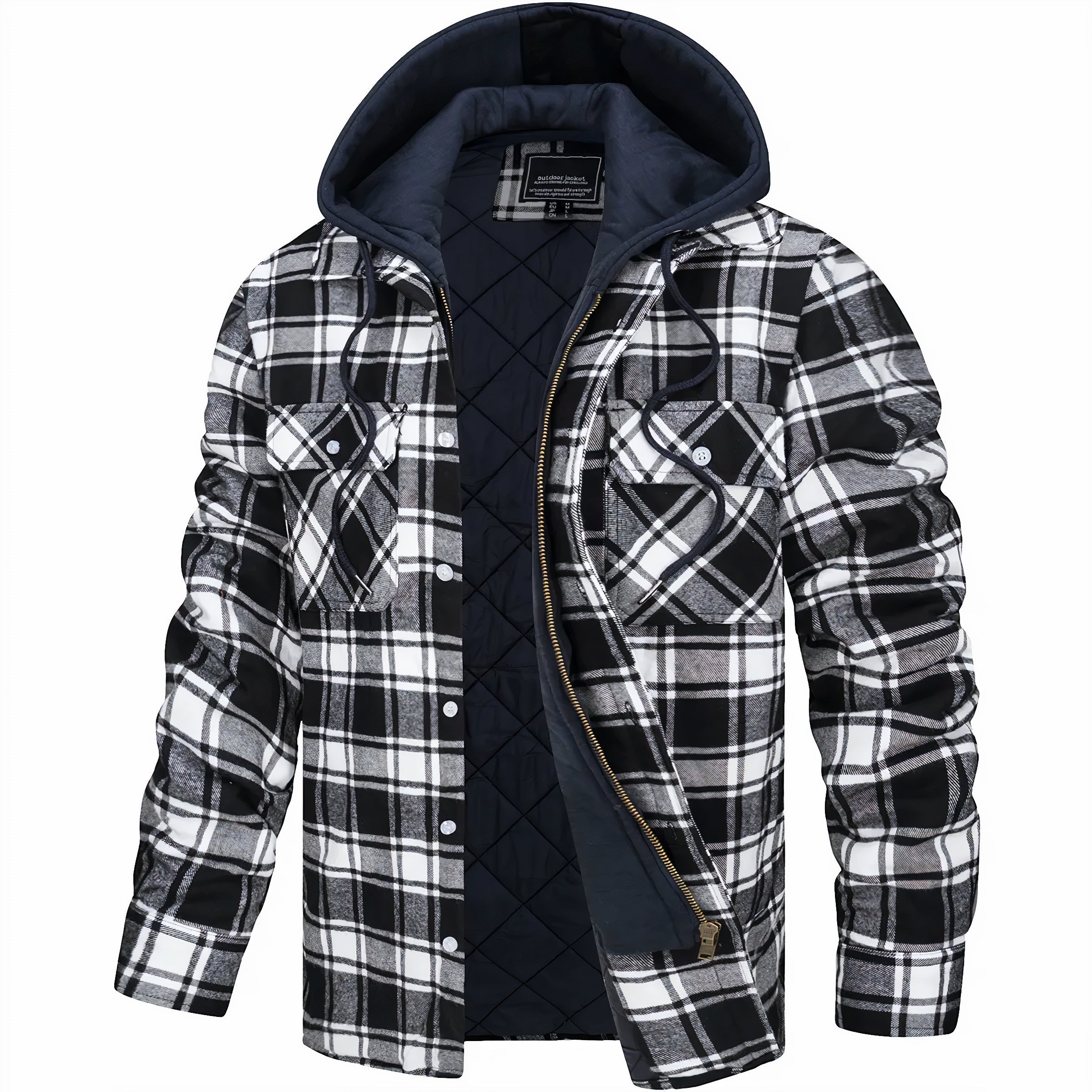 George Herenjas met capuchon en geruit design