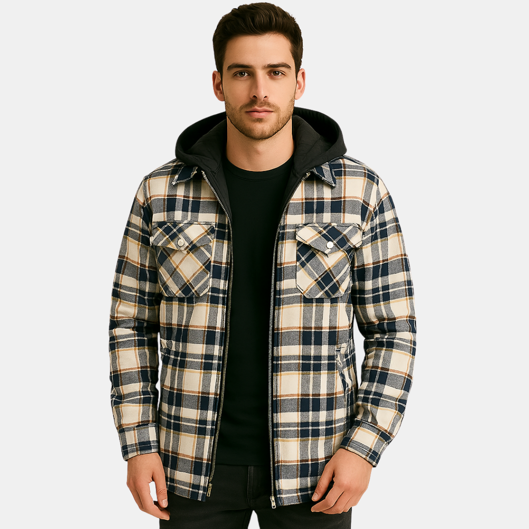 George Herenjas met capuchon en geruit design