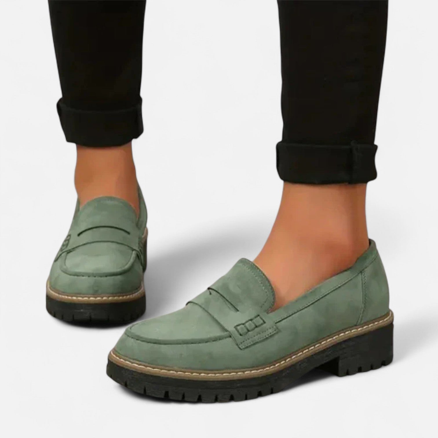 Giselle Dames Loafers Met Blokhak En Profielzool