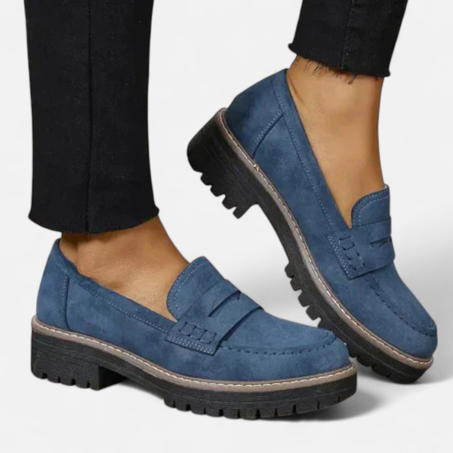 Giselle Dames Loafers Met Blokhak En Profielzool