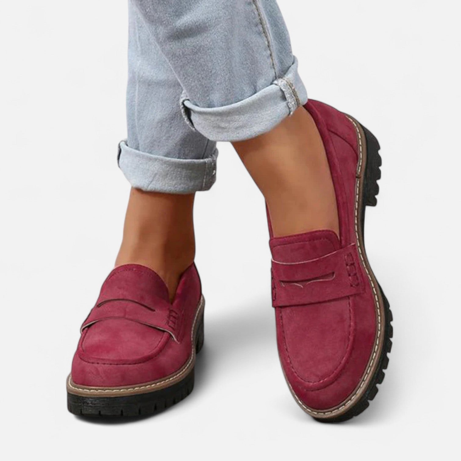 Giselle Dames Loafers Met Blokhak En Profielzool