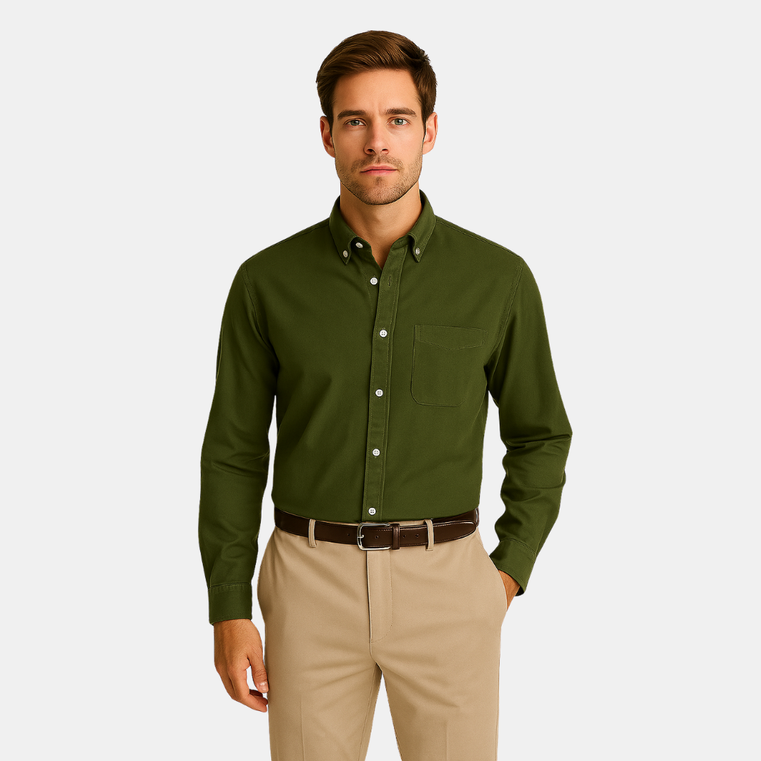 Heren Casual Overhemd Met Borstzak En Lange Mouwen