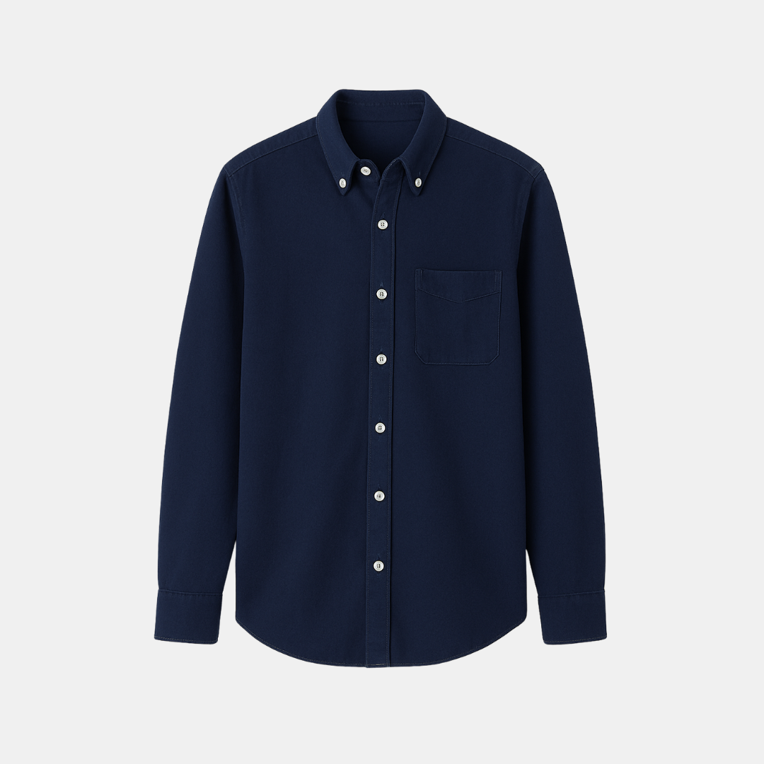 Heren Casual Overhemd Met Borstzak En Lange Mouwen