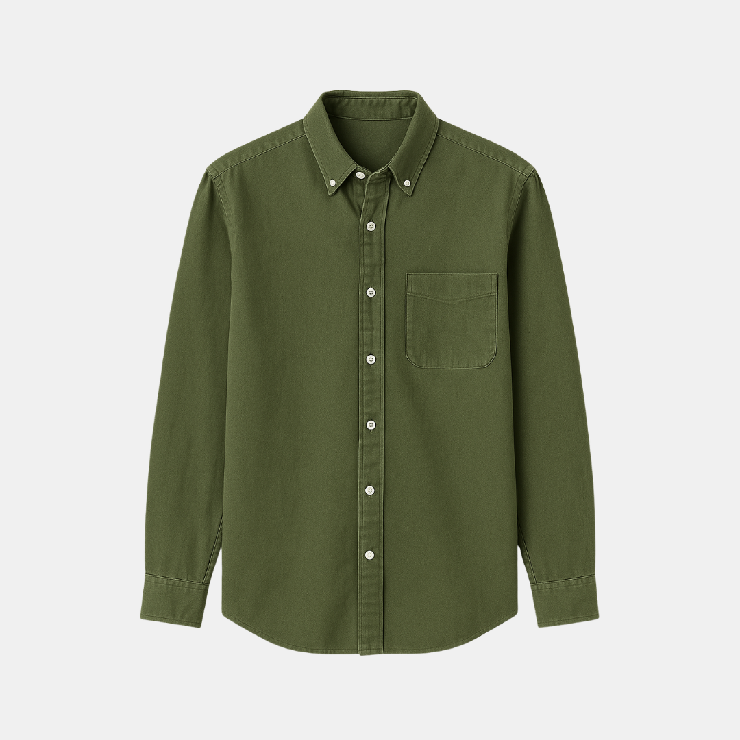 Heren Casual Overhemd Met Borstzak En Lange Mouwen