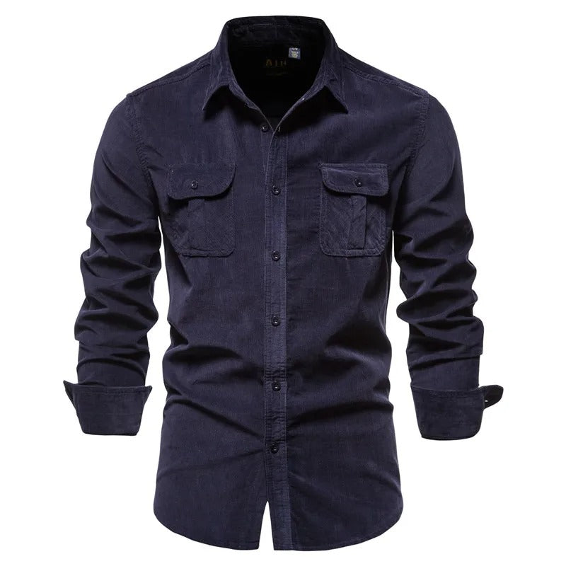 Heren Corduroy Overhemd Met Lange Mouwen