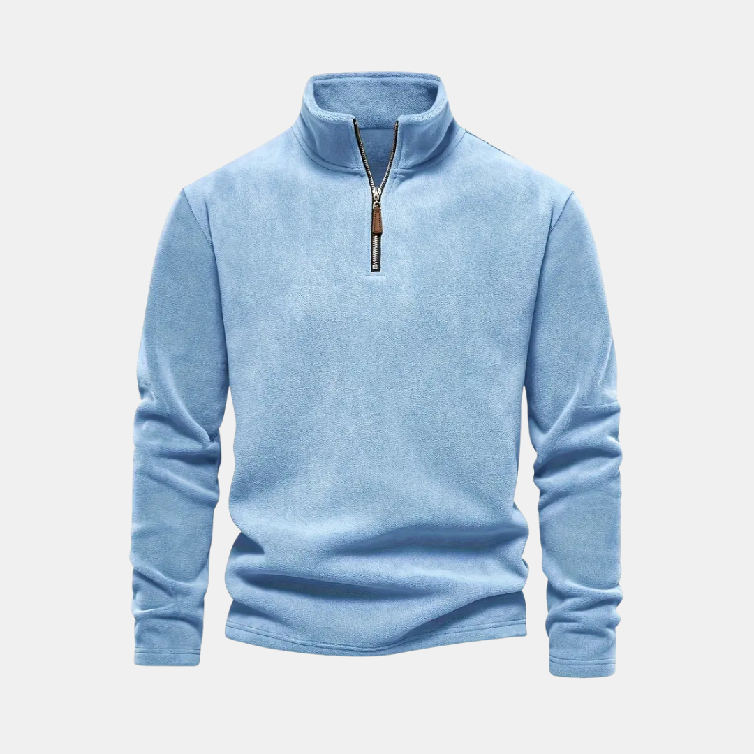 Heren Fleece Trui Met Halve Rits En Opstaande Kraag