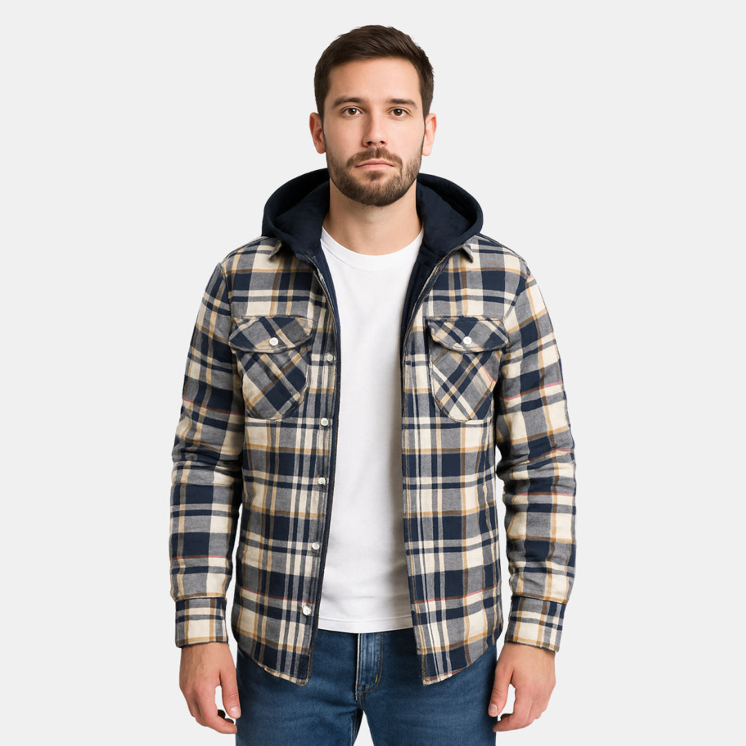 Heren Geruite Jas Met Capuchon En Gevoerde Binnenkant