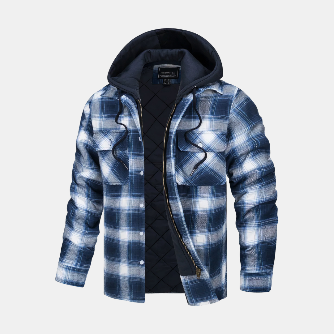 Heren Geruite Jas Met Capuchon En Gevoerde Binnenkant
