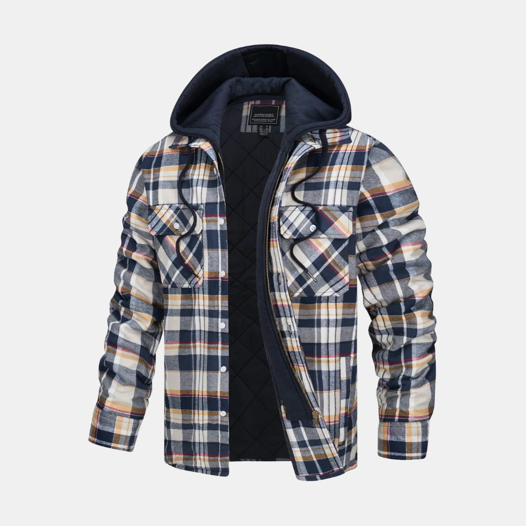 Heren Geruite Jas Met Capuchon En Gevoerde Binnenkant