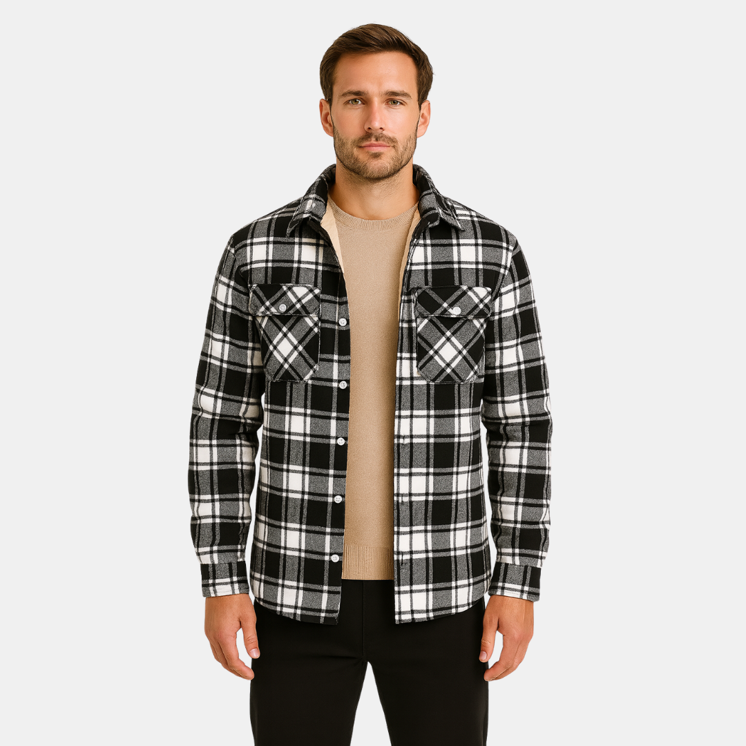 Heren Geruite Jas Met Fleece Binnenkant En Borstzakken