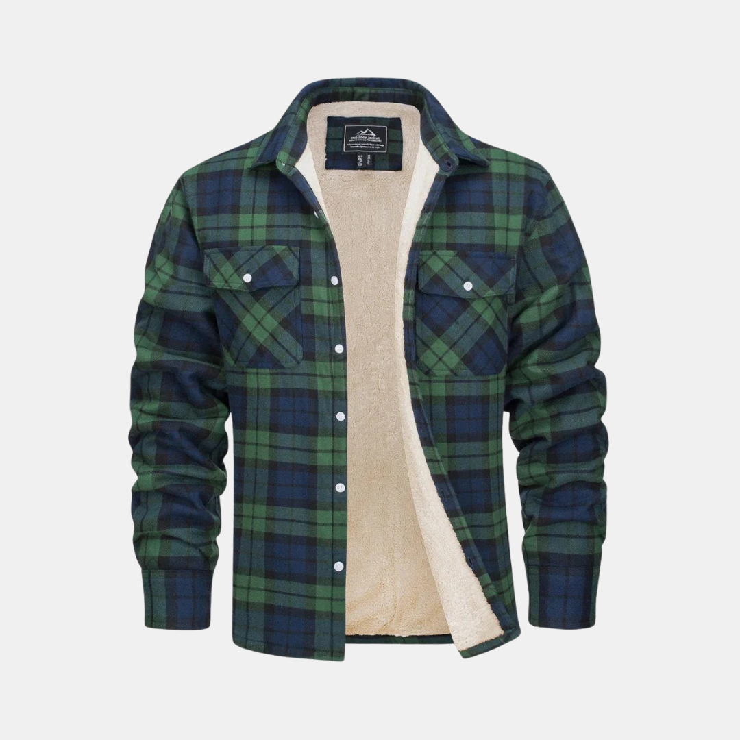 Heren Geruite Jas Met Fleece Binnenkant En Borstzakken