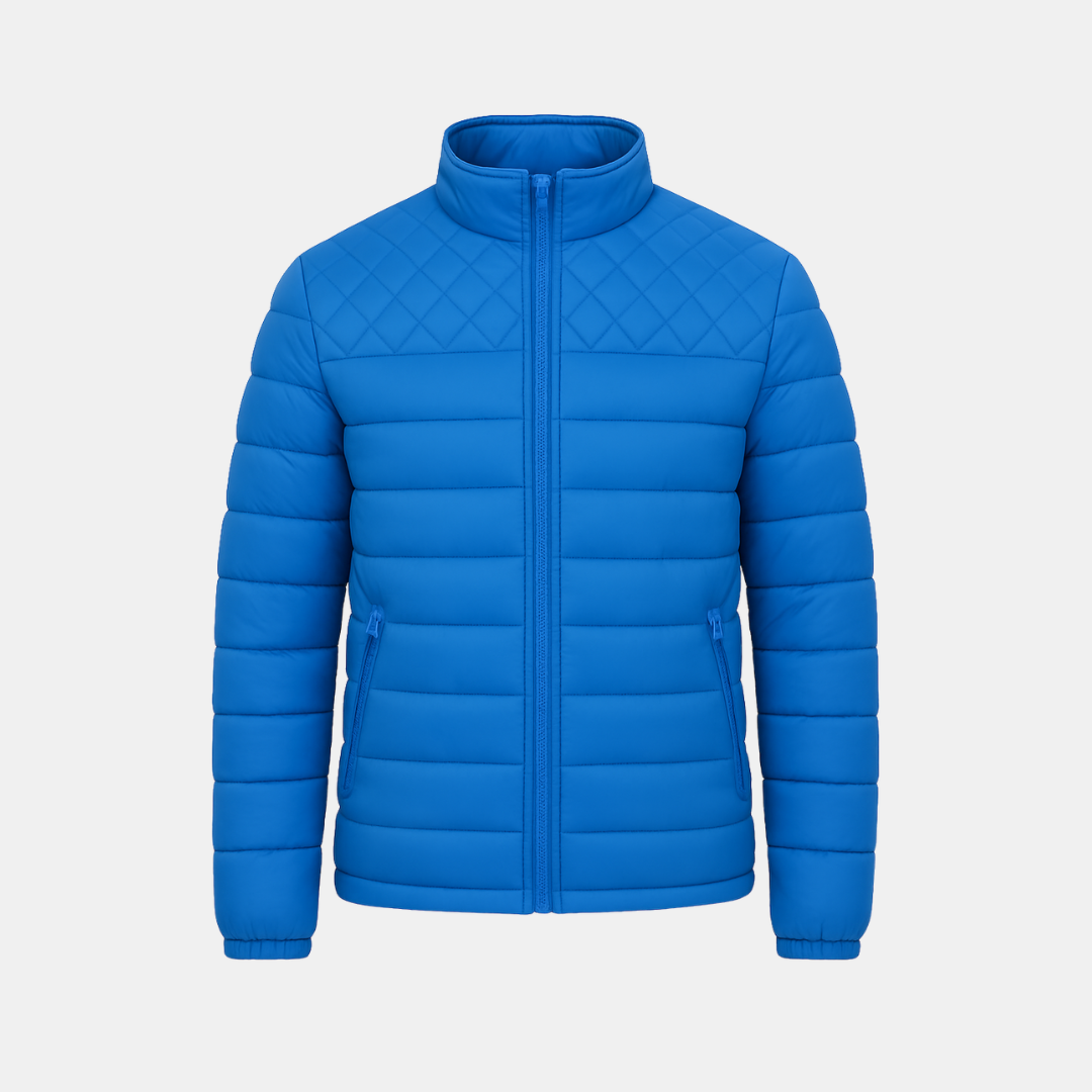 Heren Gewatteerde Jas Met Rits En Opstaande Kraag