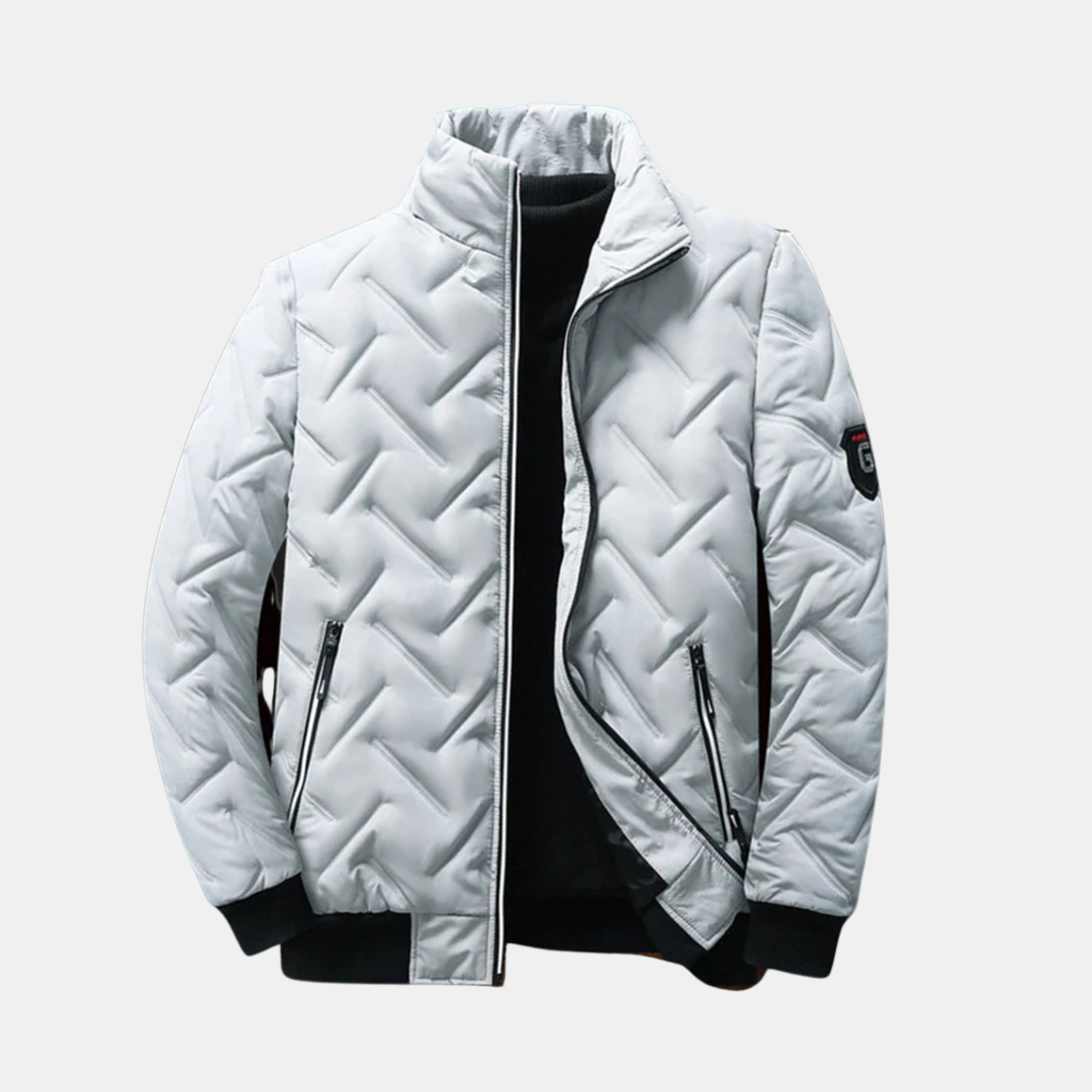 Heren Gewatteerde Jas Met Ritssluiting En Hoge Kraag