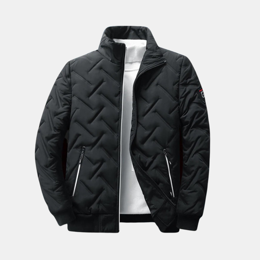 Heren Gewatteerde Jas Met Ritssluiting En Hoge Kraag