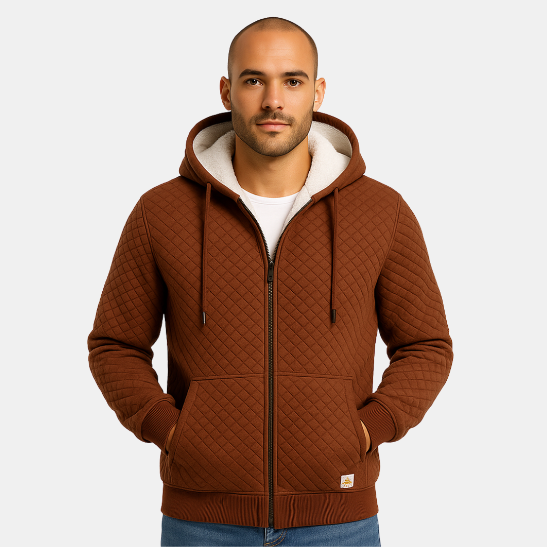 Heren Hoodie Met Rits En Warme Fleece Voering