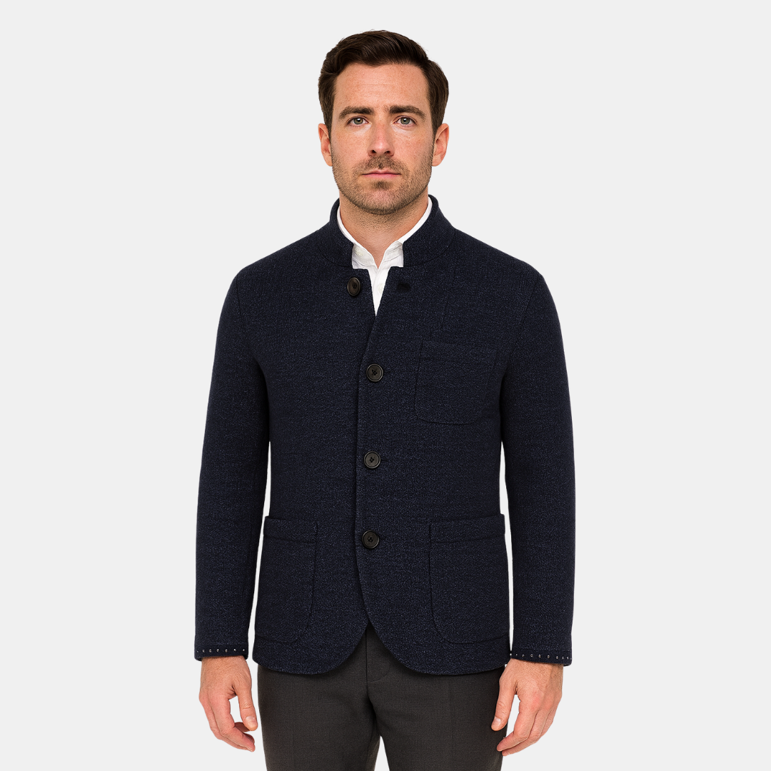 Heren Jas Met Opstaande Kraag En Knoopsluiting In Slim Fit