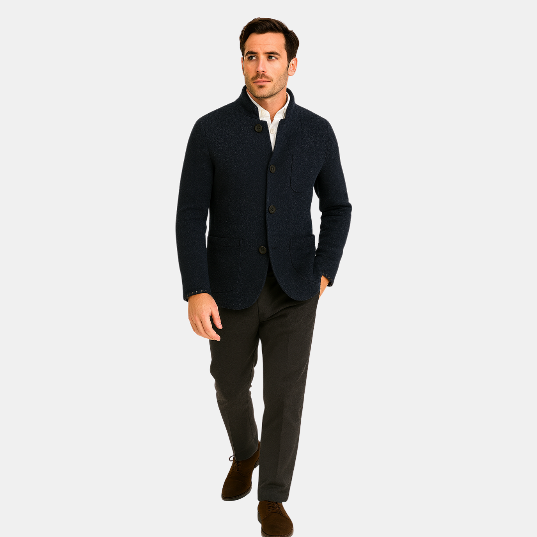 Heren Jas Met Opstaande Kraag En Knoopsluiting In Slim Fit