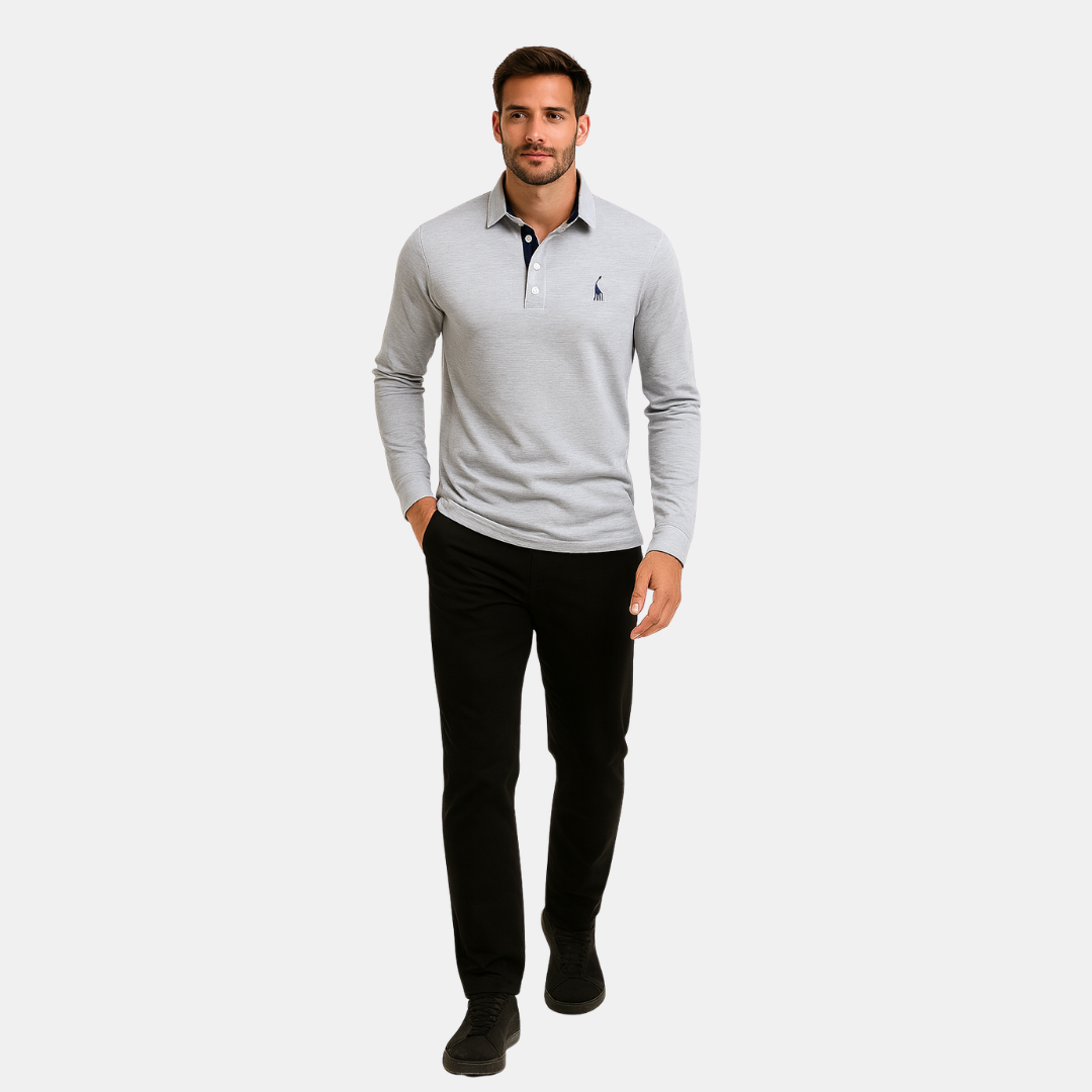 Heren Lange Mouw Polo Met Geborduurd Detail