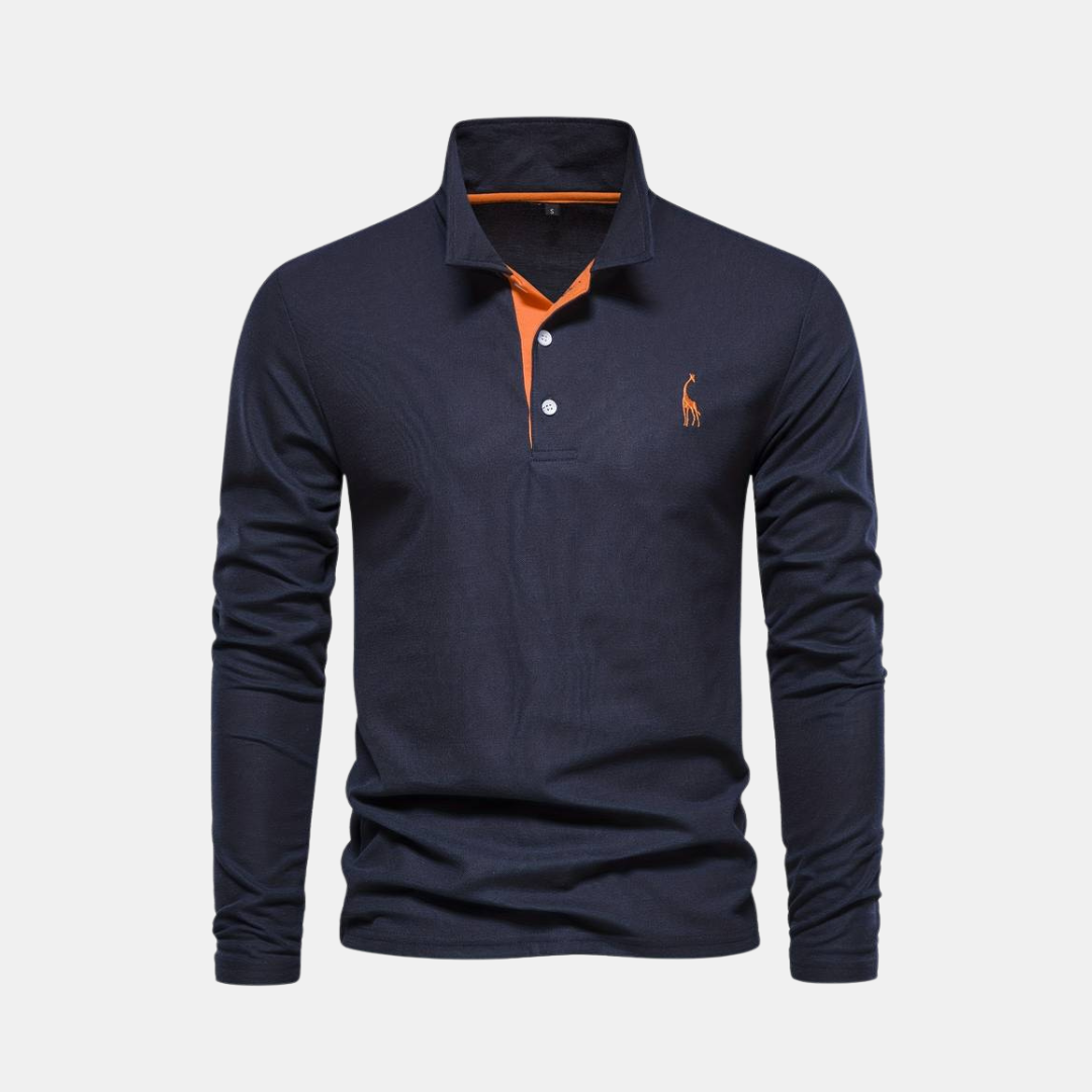 Heren Lange Mouw Polo Met Geborduurd Detail