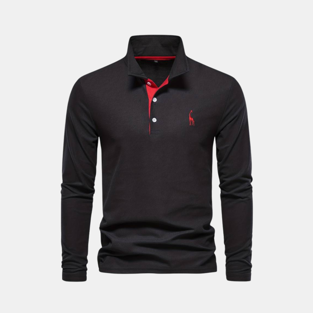Heren Lange Mouw Polo Met Geborduurd Detail
