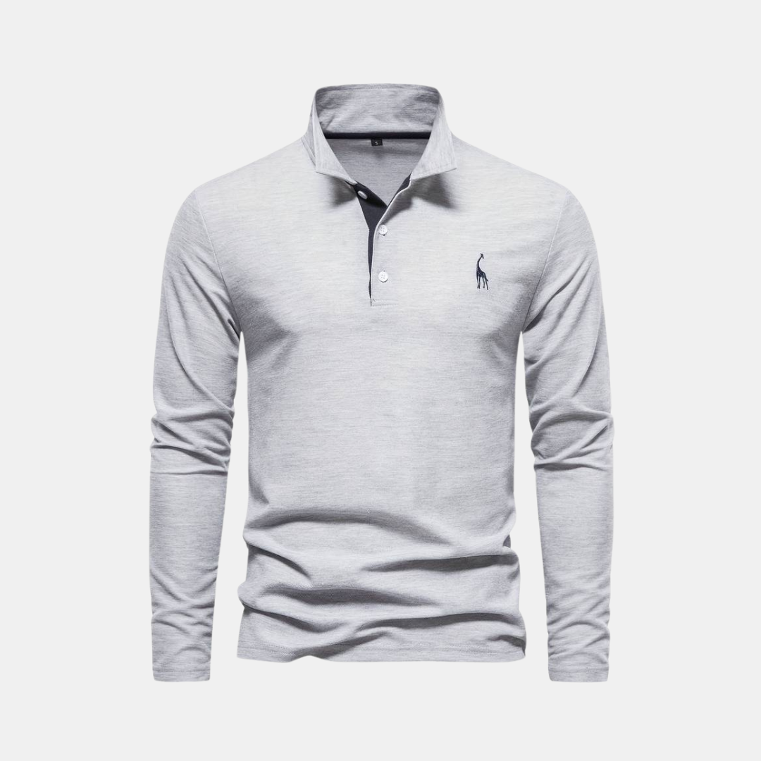 Heren Lange Mouw Polo Met Geborduurd Detail