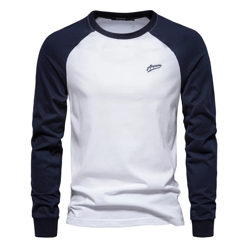 Heren Longsleeve Shirt Met Contrasterende Mouwen