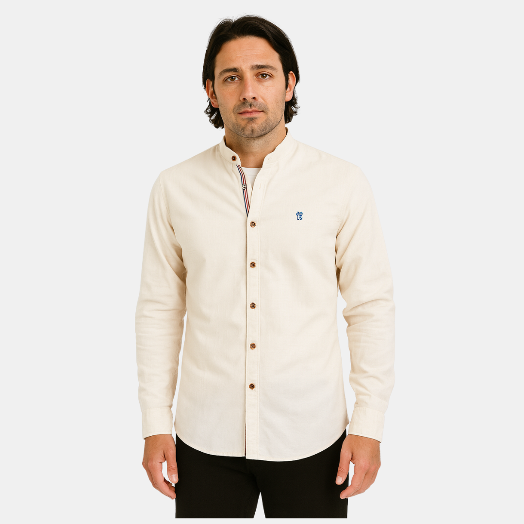 Heren Overhemd Met Opstaande Kraag En Slim Fit Pasvorm