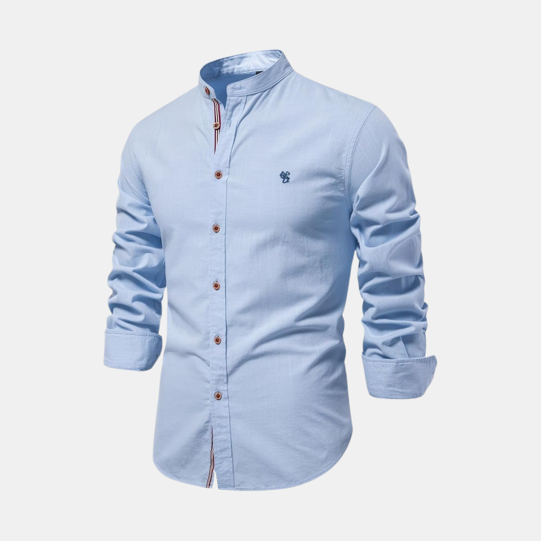 Heren Overhemd Met Opstaande Kraag En Slim Fit Pasvorm