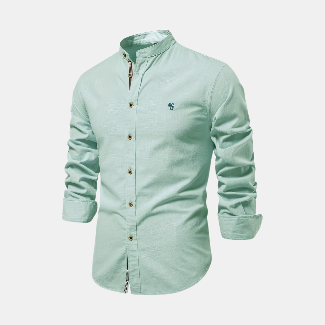 Heren Overhemd Met Opstaande Kraag En Slim Fit Pasvorm