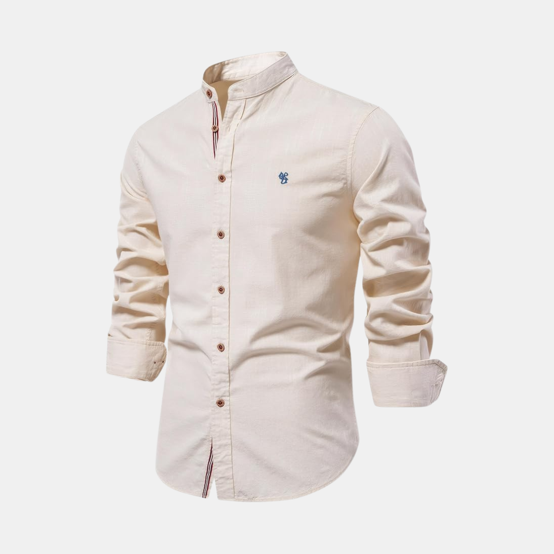 Heren Overhemd Met Opstaande Kraag En Slim Fit Pasvorm