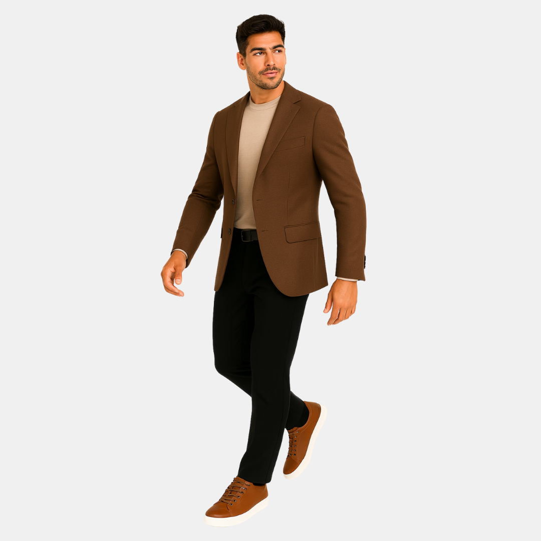 Heren Sneakers Met Leren Look En Witte Zool