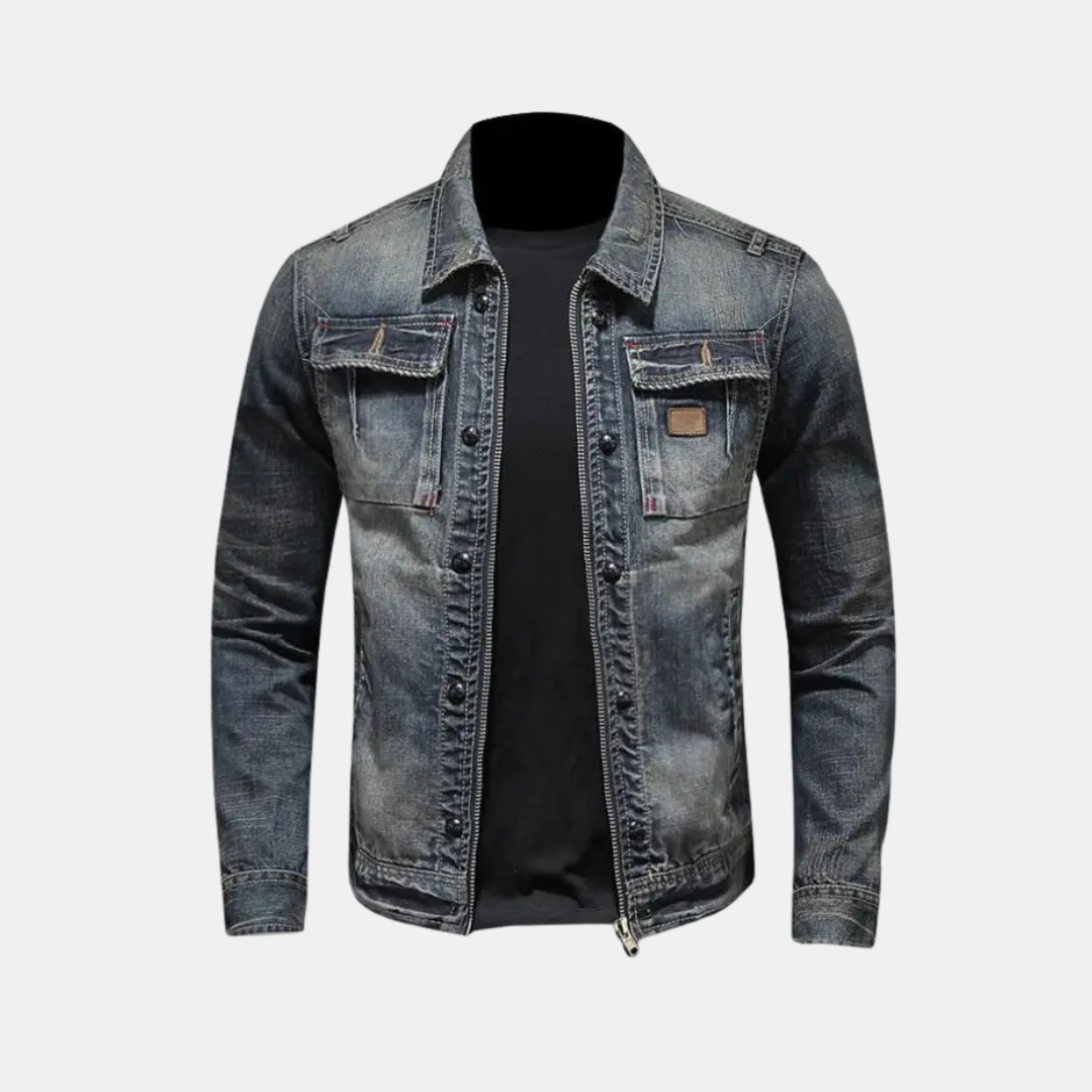 Heren Spijkerjas Met Klassieke Denim Look En Ritsluiting