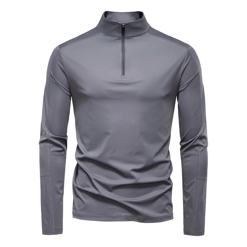 Heren Sportshirt Met Lange Mouwen En Halve Rits
