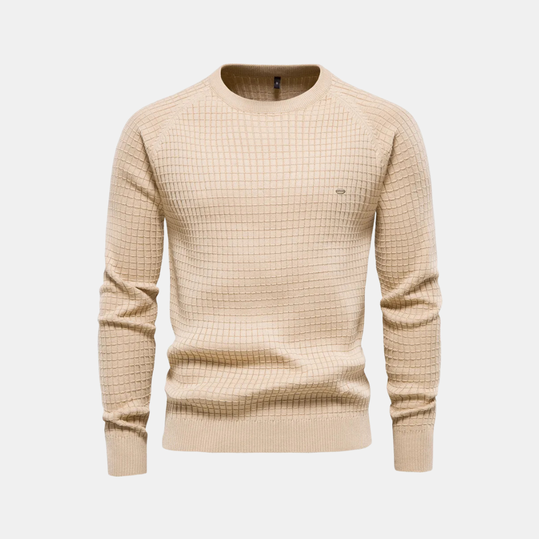 Heren Trui Met Fijn Ruitpatroon En Ronde Hals