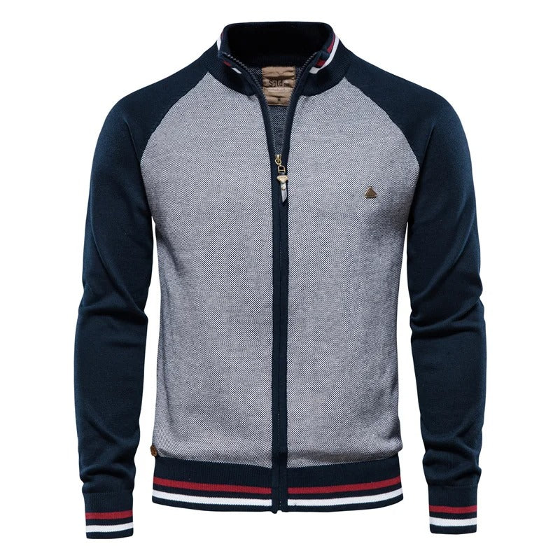 Heren Vest Met Rits En Contrasterende Mouwen