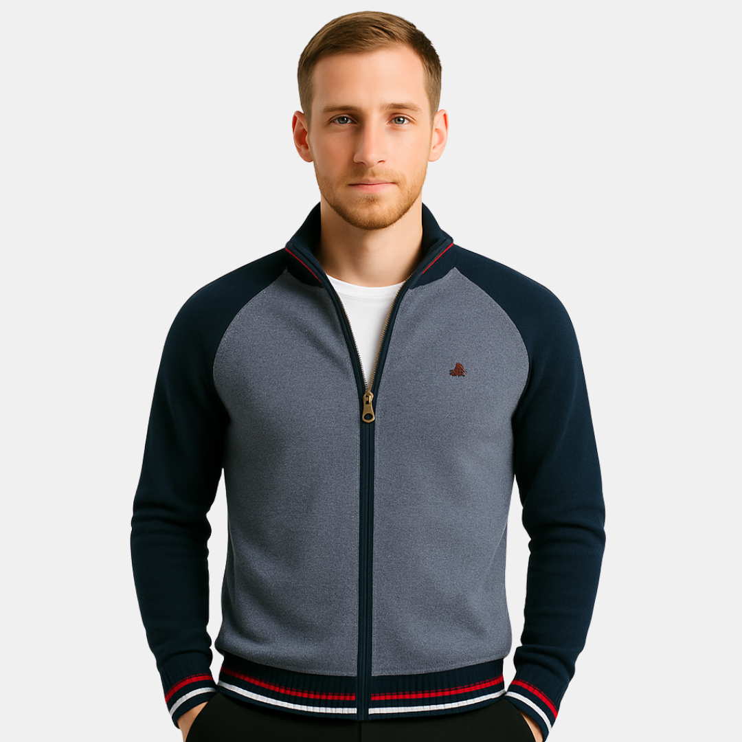 Heren Vest Met Rits En Contrasterende Mouwen
