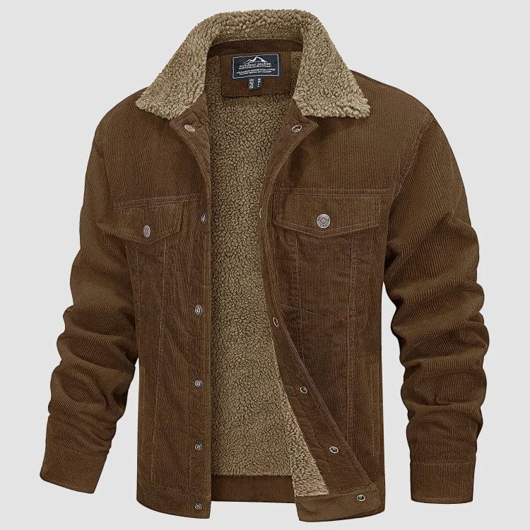 Herencorduroy Jas Met Teddykraag Bruin